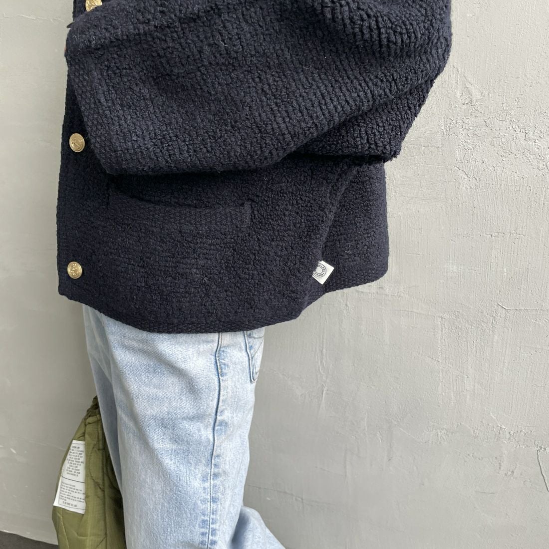 ORCIVAL [オーシバル] ブークレカーディガン [OR-D0127KBT] NAVY &&モデル身長：150cm 着用サイズ：1&&
