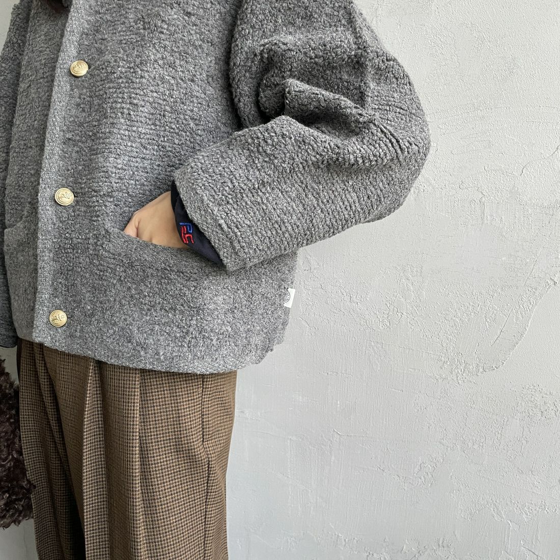 ORCIVAL [オーシバル] ブークレカーディガン [OR-D0127KBT] GREY &&モデル身長：160cm 着用サイズ：1&&