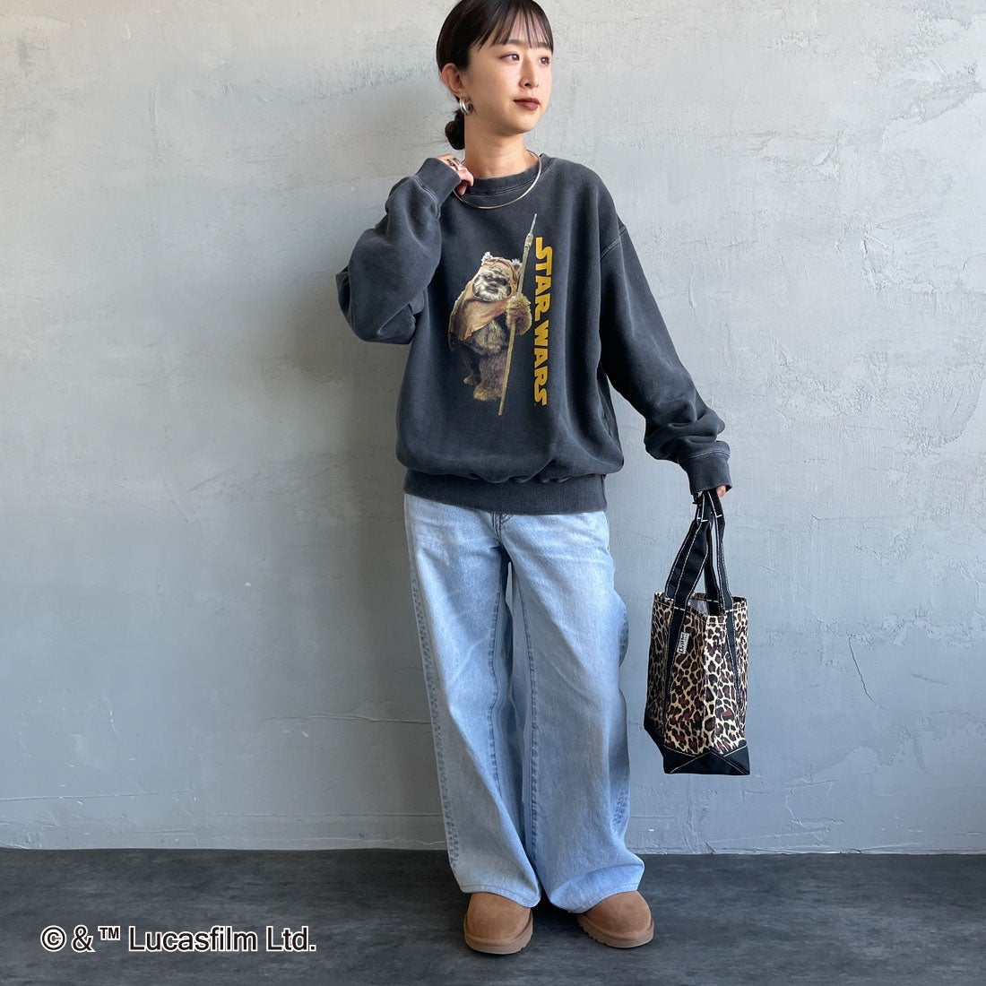 GOOD ROCK SPEED [グッドロックスピード] 別注 / STAR WARS / プリントスウェット [INTN-055-JF] CHARCOAL &&モデル身長：150cm 着用サイズ：M&&