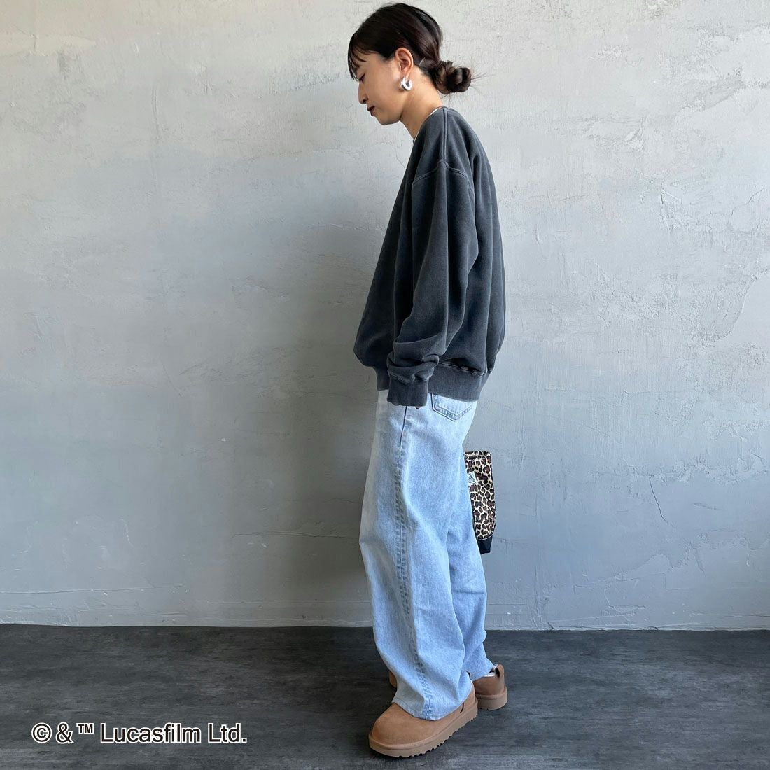 GOOD ROCK SPEED [グッドロックスピード] 別注 / STAR WARS / プリントスウェット [INTN-055-JF] CHARCOAL &&モデル身長：150cm 着用サイズ：M&&