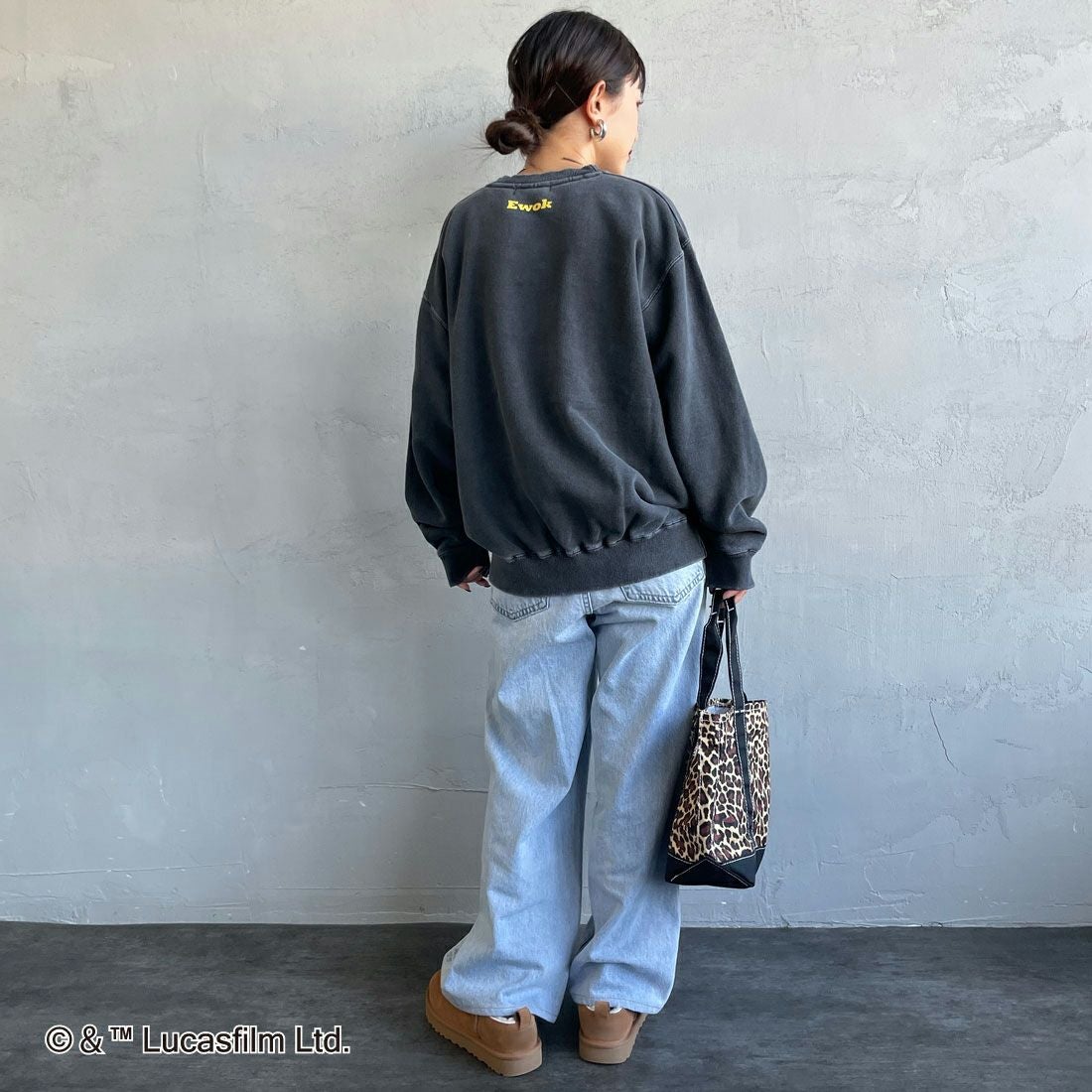 GOOD ROCK SPEED [グッドロックスピード] 別注 / STAR WARS / プリントスウェット [INTN-055-JF] CHARCOAL &&モデル身長：150cm 着用サイズ：M&&