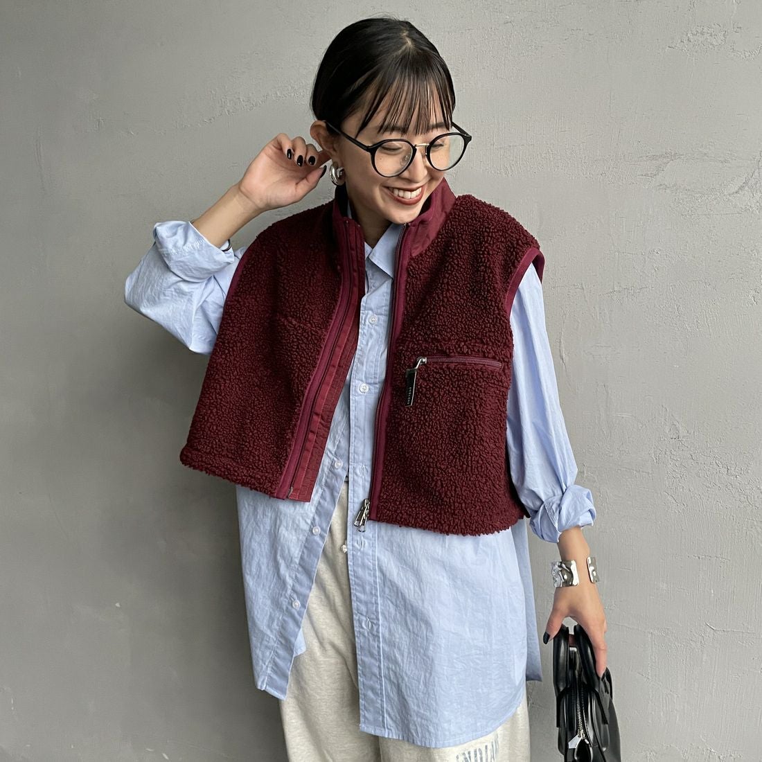 Gymphlex [ジムフレックス] コージーライトボア ショートベスト [GY