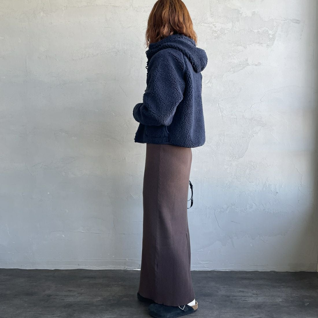 Gymphlex [ジムフレックス] ボアフードショートジャケット [GY-A0725BOA] NAVY &&モデル身長：158cm 着用サイズ：14&&