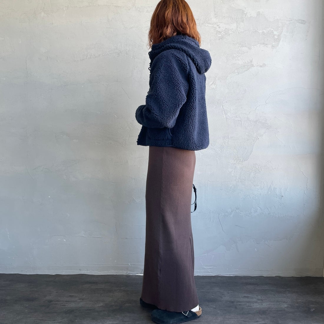 Gymphlex [ジムフレックス] ボアフードショートジャケット [GY-A0725BOA] NAVY &&モデル身長：158cm 着用サイズ：14&&