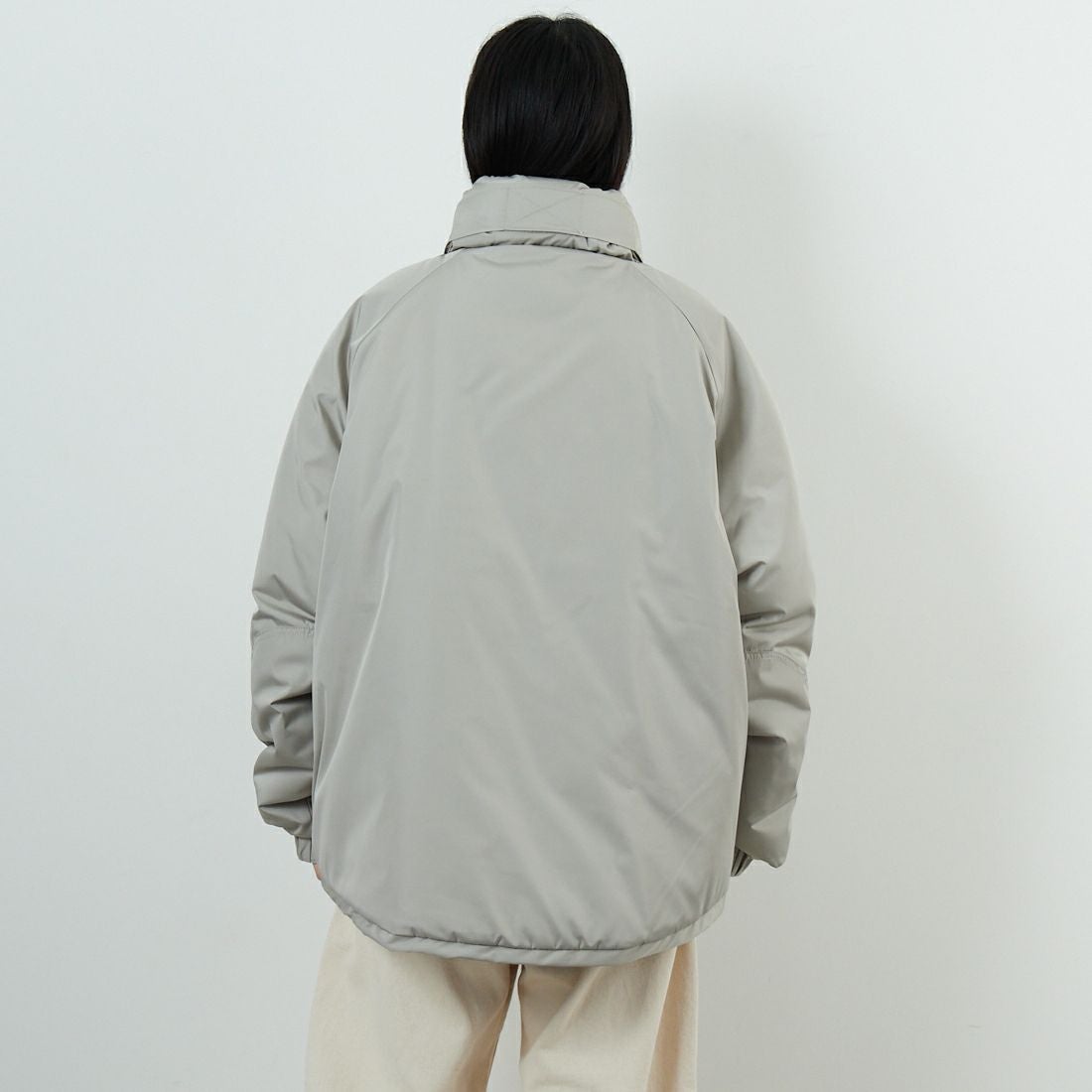 ARMY TWILL SANFORIZED [アーミーツイル サンフォライズド] Pe Weather パディングジャケット [AM-2554006] GRAY &&モデル身長：162cm 着用サイズ：S&&