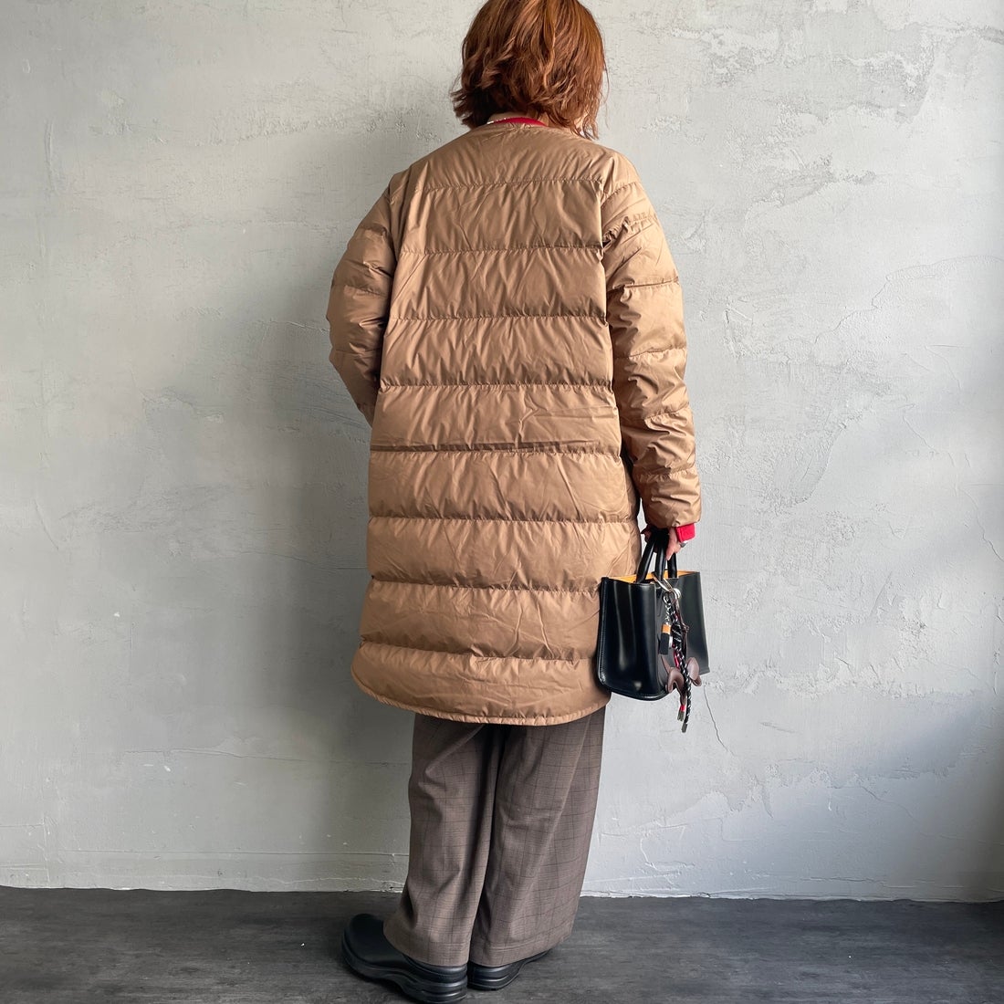 ORCIVAL [オーシバル] ラウンドネックロングコート [OR-A0602DPR] CAMEL &&モデル身長：158cm 着用サイズ：2&&