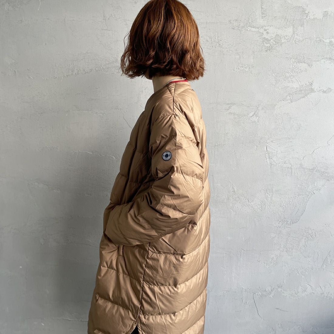 ORCIVAL [オーシバル] ラウンドネックロングコート [OR-A0602DPR] CAMEL &&モデル身長：158cm 着用サイズ：2&&