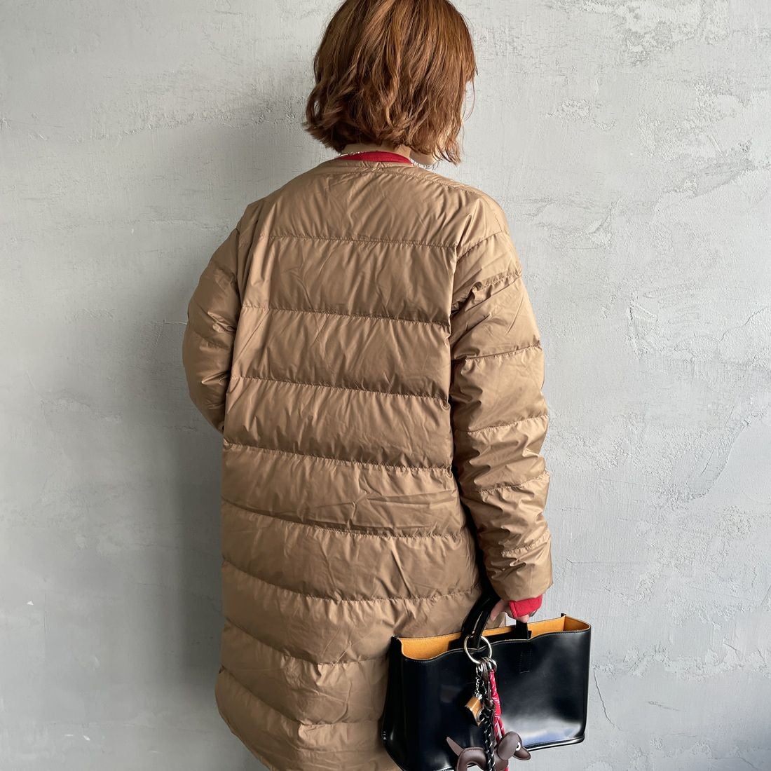 ORCIVAL [オーシバル] ラウンドネックロングコート [OR-A0602DPR] CAMEL &&モデル身長：158cm 着用サイズ：2&&