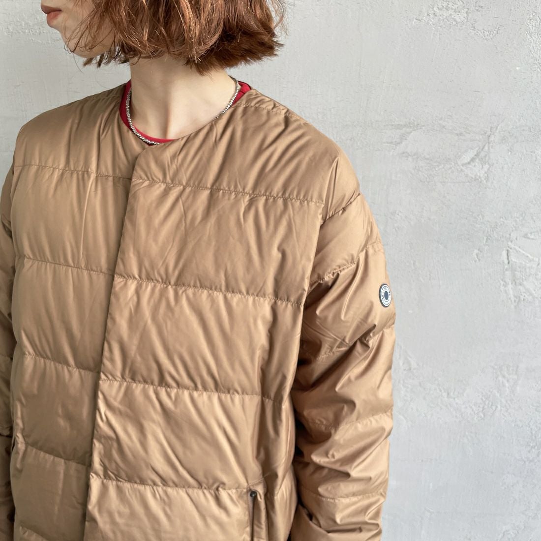 ORCIVAL [オーシバル] ラウンドネックロングコート [OR-A0602DPR] CAMEL &&モデル身長：158cm 着用サイズ：2&&