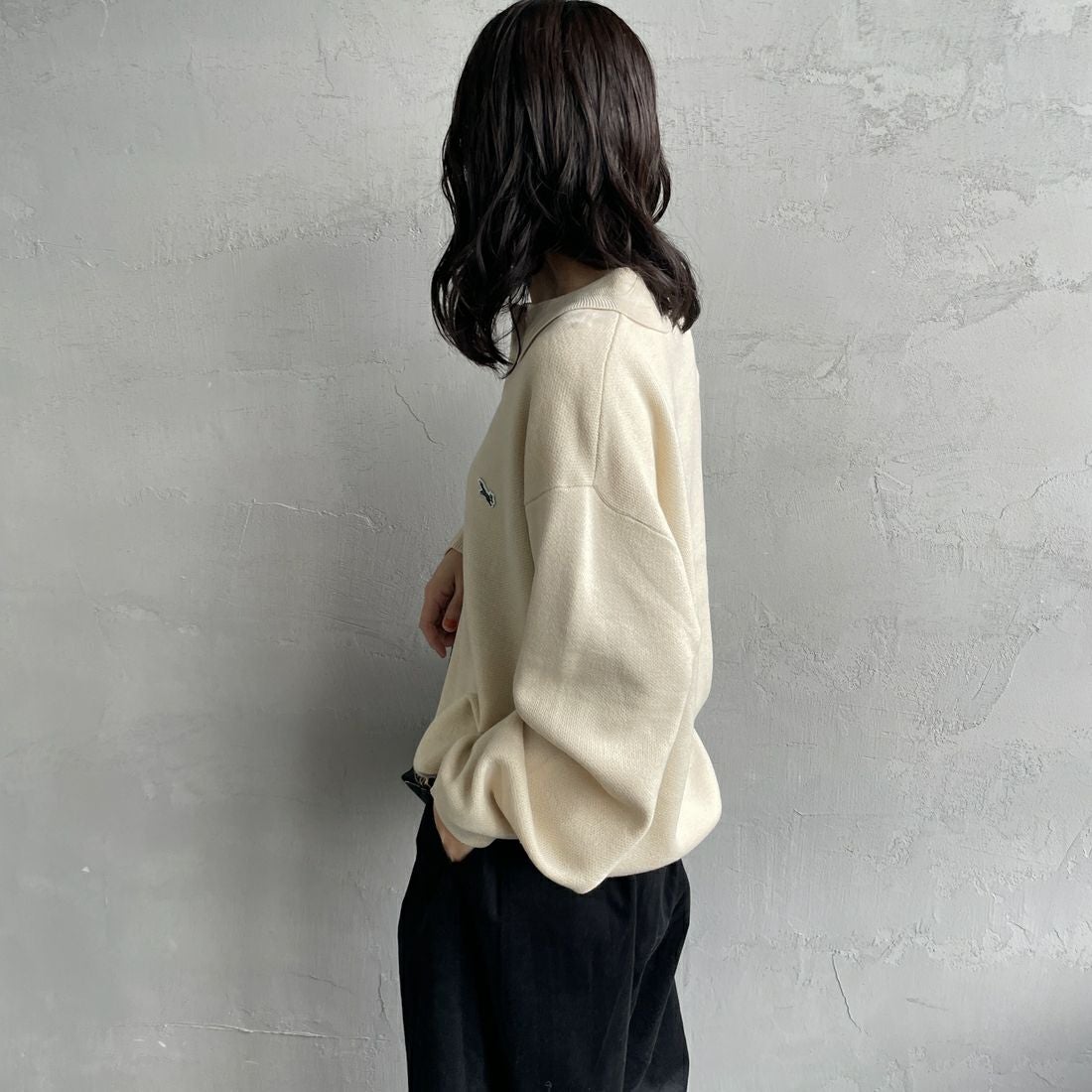 THE FOX [ザフォックス] 別注 ポロカラーニット [JFL25AW-04-JF] NATURAL &&モデル身長：160cm 着用サイズ：S&&