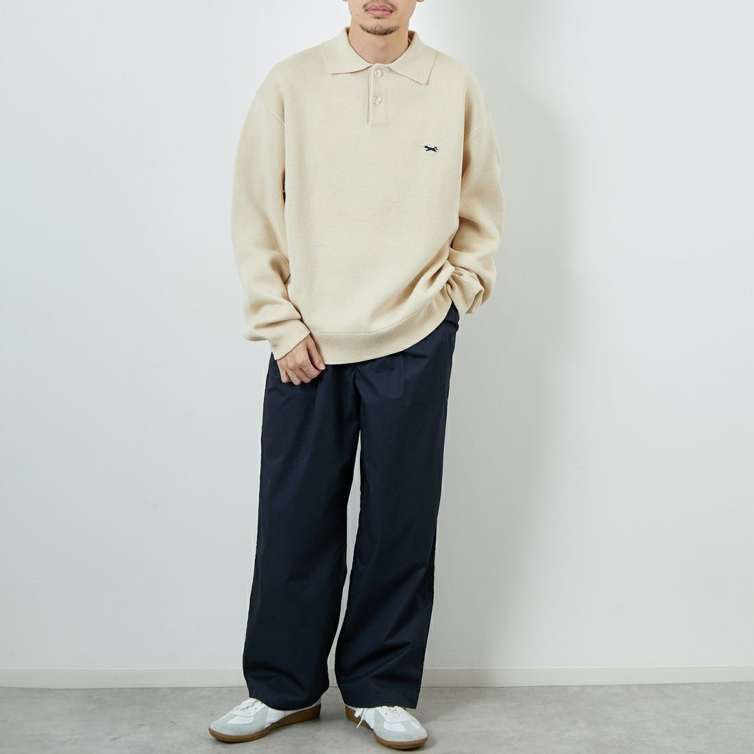 THE FOX [ザフォックス] 別注 ポロカラーニット [JFL25AW-04-JF] NATURAL &&モデル身長：168cm 着用サイズ：L&&
