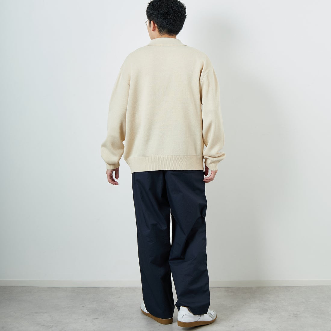 THE FOX [ザフォックス] 別注 ポロカラーニット [JFL25AW-04-JF] NATURAL &&モデル身長：168cm 着用サイズ：L&&
