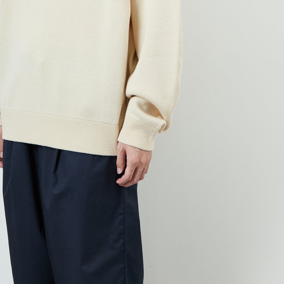 THE FOX [ザフォックス] 別注 ポロカラーニット [JFL25AW-04-JF] NATURAL &&モデル身長：168cm 着用サイズ：L&&