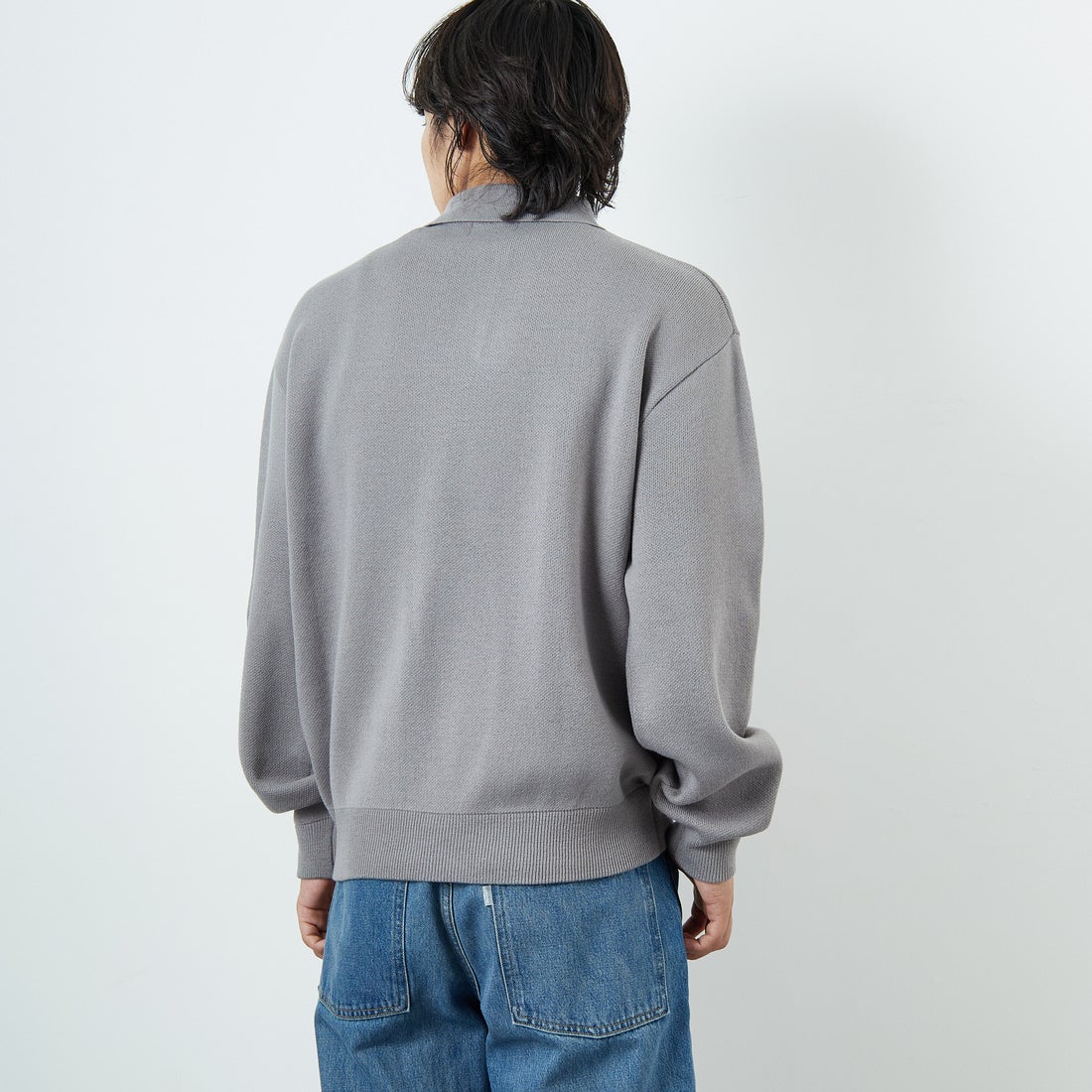 THE FOX [ザフォックス] 別注 ポロカラーニット [JFL25AW-04-JF] GRAY &&モデル身長：179cm 着用サイズ：M&&
