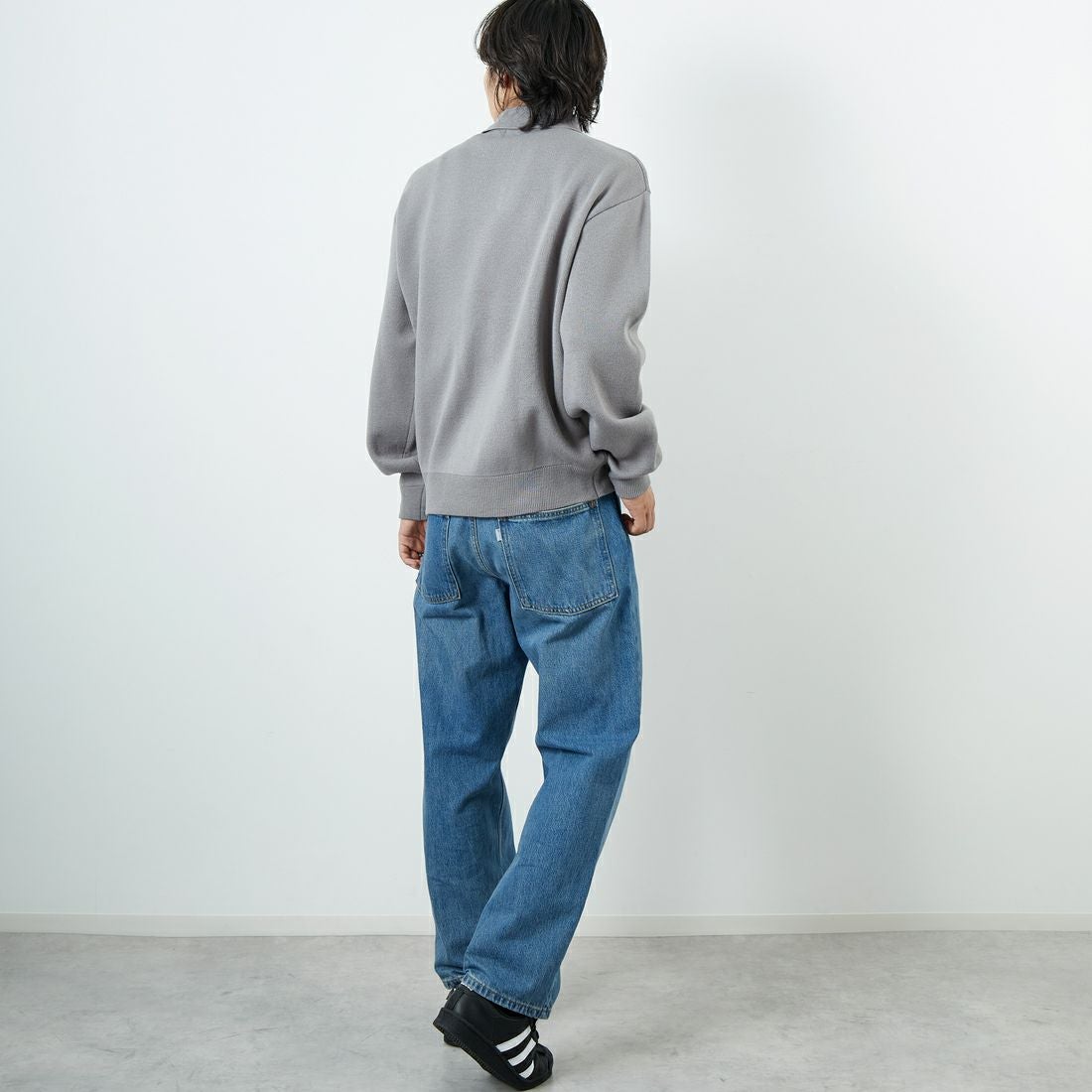 THE FOX [ザフォックス] 別注 ポロカラーニット [JFL25AW-04-JF] GRAY &&モデル身長：179cm 着用サイズ：M&&