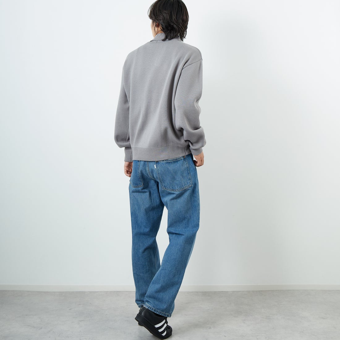 THE FOX [ザフォックス] 別注 ポロカラーニット [JFL25AW-04-JF] GRAY &&モデル身長：179cm 着用サイズ：M&&