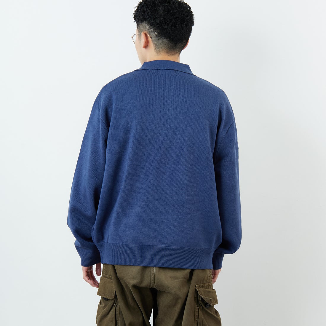 THE FOX [ザフォックス] 別注 ポロカラーニット [JFL25AW-04-JF] BLUE &&モデル身長：168cm 着用サイズ：M&&