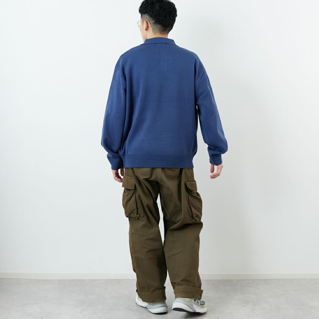 THE FOX [ザフォックス] 別注 ポロカラーニット [JFL25AW-04-JF] BLUE &&モデル身長：168cm 着用サイズ：M&&