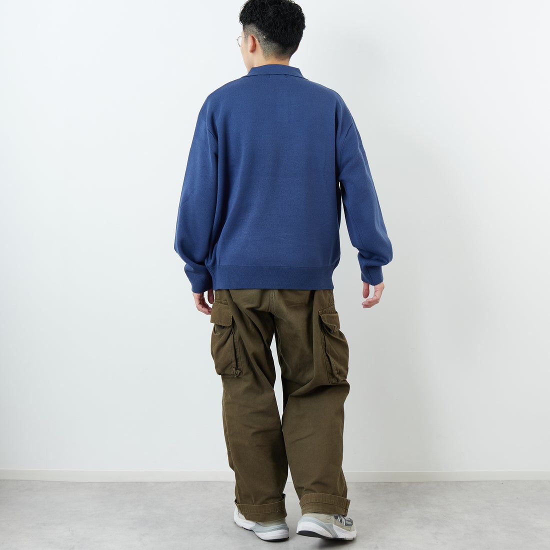 THE FOX [ザフォックス] 別注 ポロカラーニット [JFL25AW-04-JF] BLUE &&モデル身長：168cm 着用サイズ：M&&