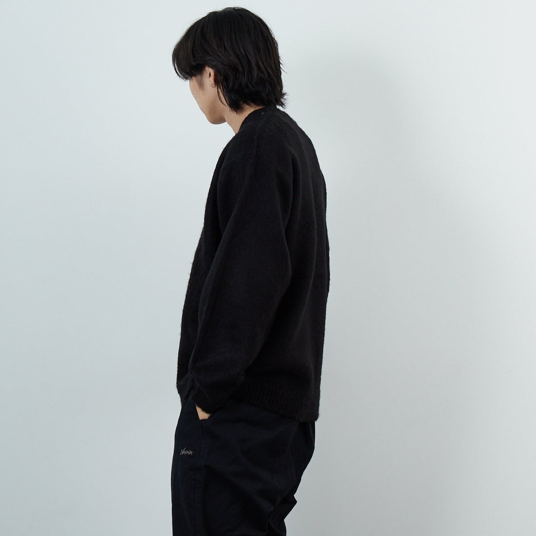THE FOX [ザフォックス] 別注 シャギーニットカーディガン [JFL25AW-05-JF] BLACK &&モデル身長：179cm 着用サイズ：M&&