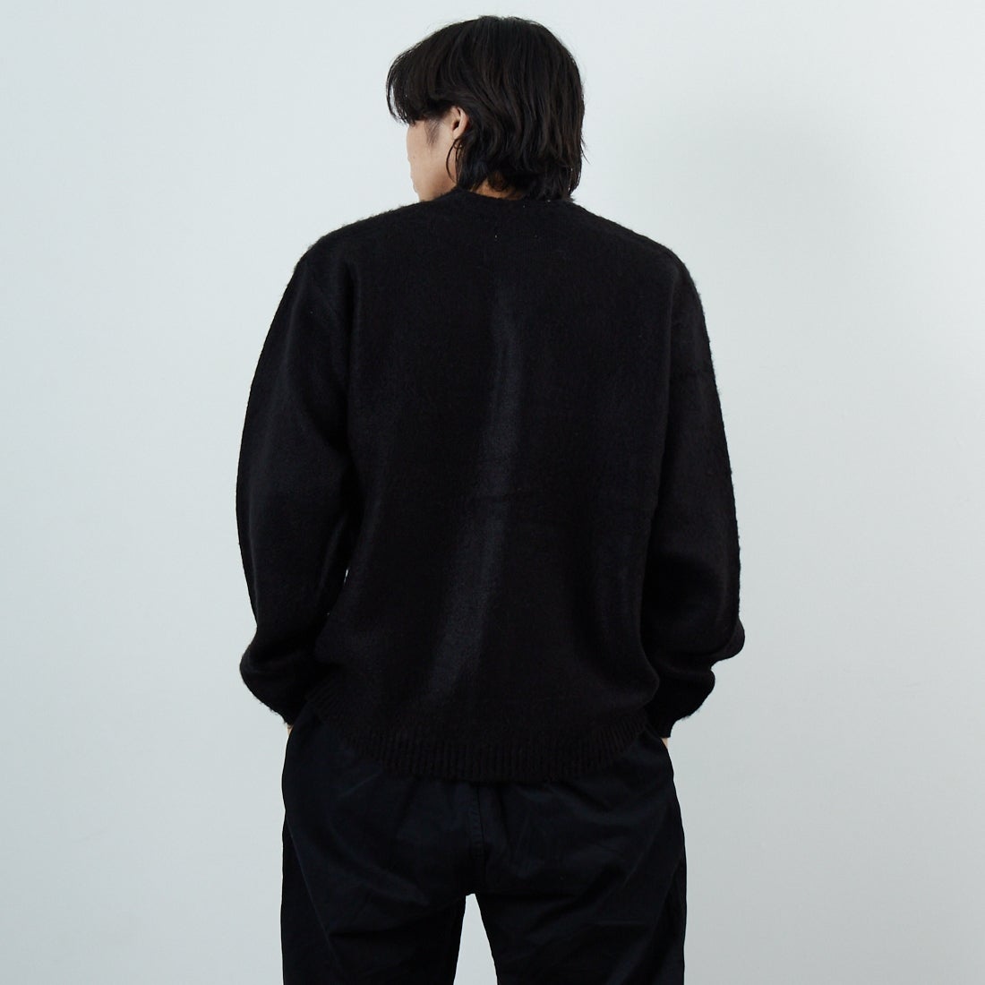 THE FOX [ザフォックス] 別注 シャギーニットカーディガン [JFL25AW-05-JF] BLACK &&モデル身長：179cm 着用サイズ：M&&