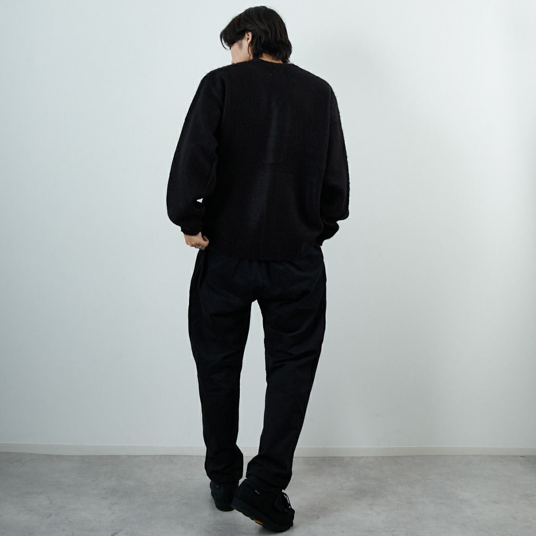 THE FOX [ザフォックス] 別注 シャギーニットカーディガン [JFL25AW-05-JF] BLACK &&モデル身長：179cm 着用サイズ：M&&