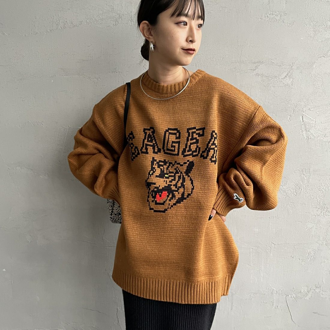 THE FOX [ザフォックス] 別注 アニマル柄クルーネックジャガードニット