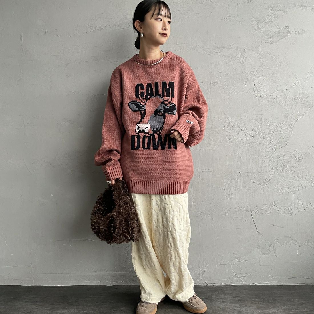 THE FOX [ザフォックス] 別注 アニマル柄クルーネックジャガードニット