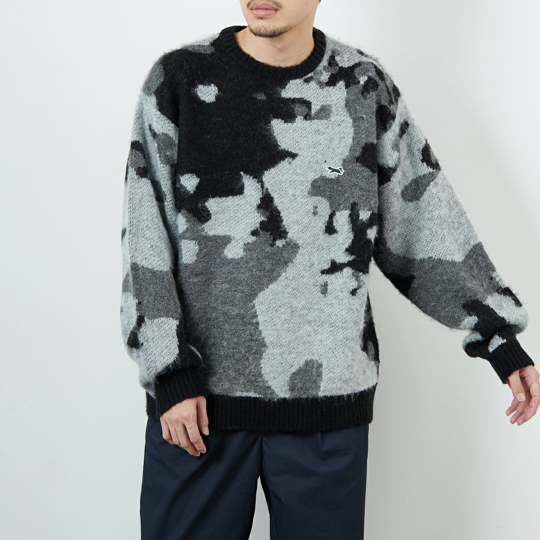 THE FOX [ザフォックス] 別注 ジャギークルーネックニット [JFL25AW-06-JF] BLK ｱﾌﾞｽﾄﾗ &&モデル身長：168cm 着用サイズ：M&&