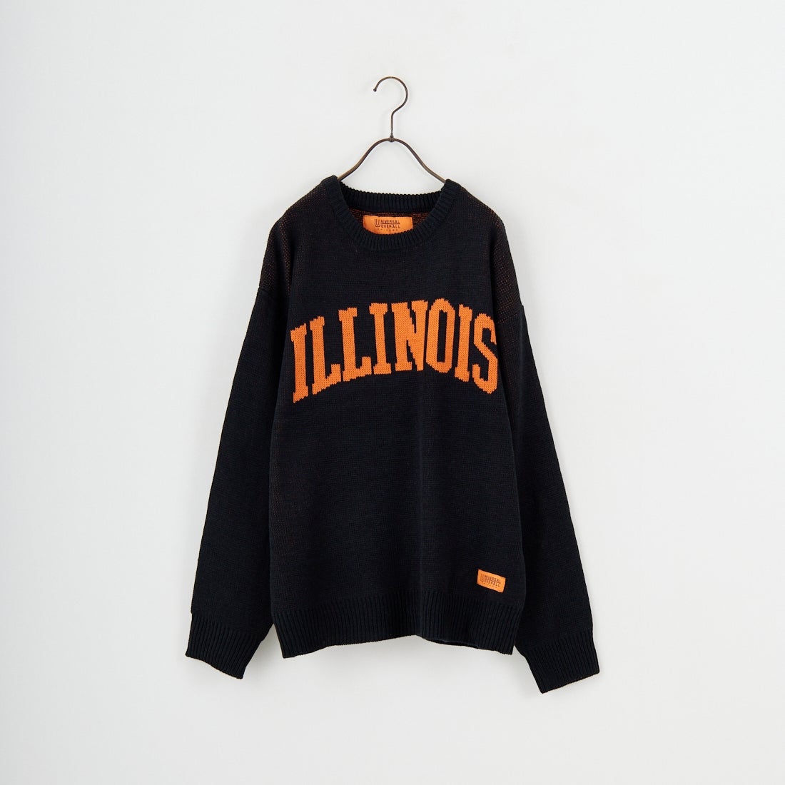 UNIVERSAL OVERALL [ユニバーサルオーバーオール] 別注 カレッジロゴニットセーター [U2533301IN-JF] BLACK