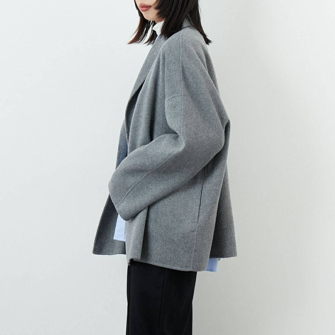 Jeans Factory Clothes [ジーンズファクトリークローズ] リバーウールコート [21256054] 002 ｸﾞﾚｰ &&モデル身長：162cm 着用サイズ：F&&