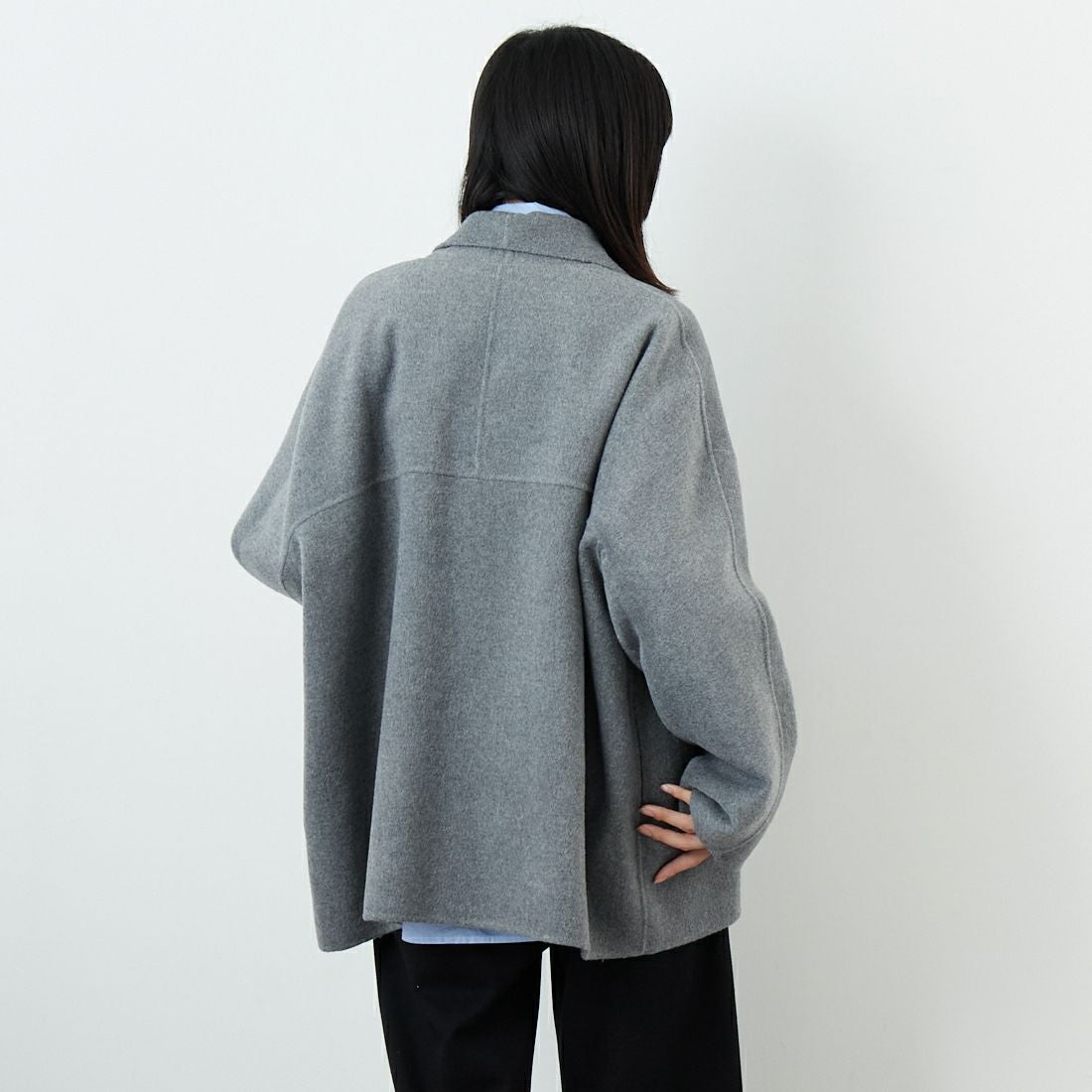 Jeans Factory Clothes [ジーンズファクトリークローズ] リバーウールコート [21256054] 002 ｸﾞﾚｰ &&モデル身長：162cm 着用サイズ：F&&