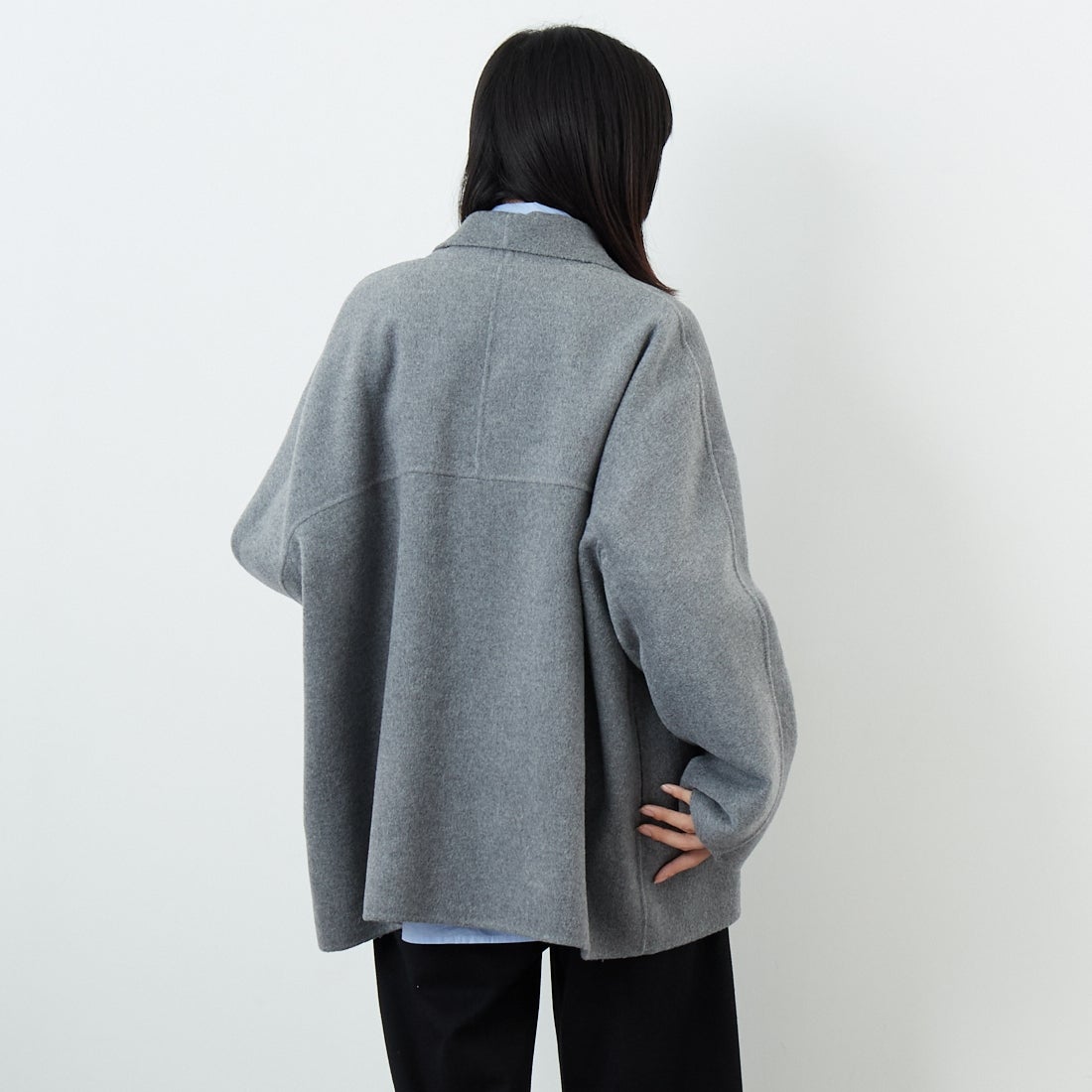 Jeans Factory Clothes [ジーンズファクトリークローズ] リバーウールコート [21256054] 002 ｸﾞﾚｰ &&モデル身長：162cm 着用サイズ：F&&