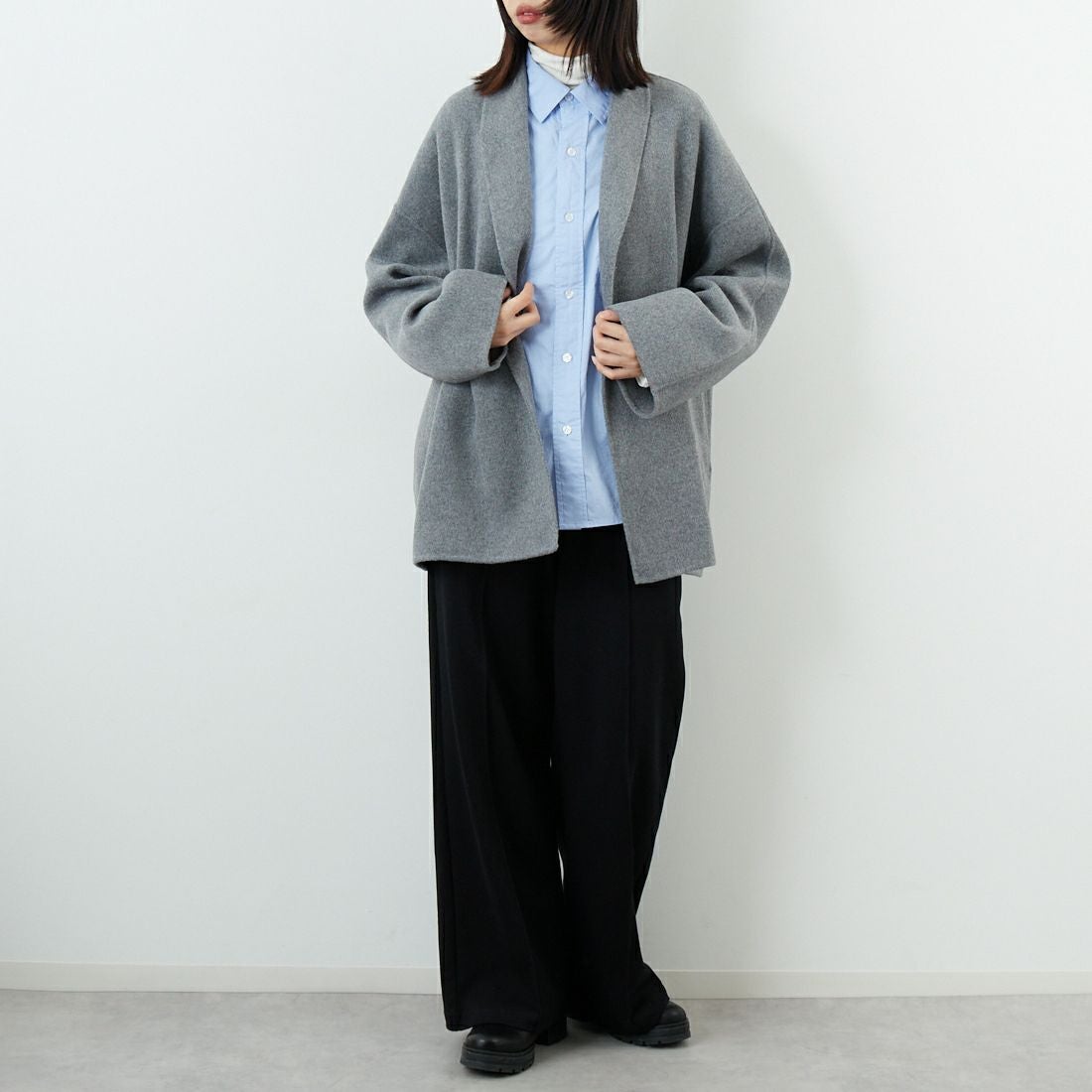 Jeans Factory Clothes [ジーンズファクトリークローズ] リバーウールコート [21256054] 002 ｸﾞﾚｰ &&モデル身長：162cm 着用サイズ：F&&