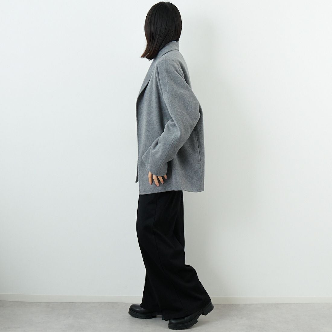 Jeans Factory Clothes [ジーンズファクトリークローズ] リバーウールコート [21256054] 002 ｸﾞﾚｰ &&モデル身長：162cm 着用サイズ：F&&