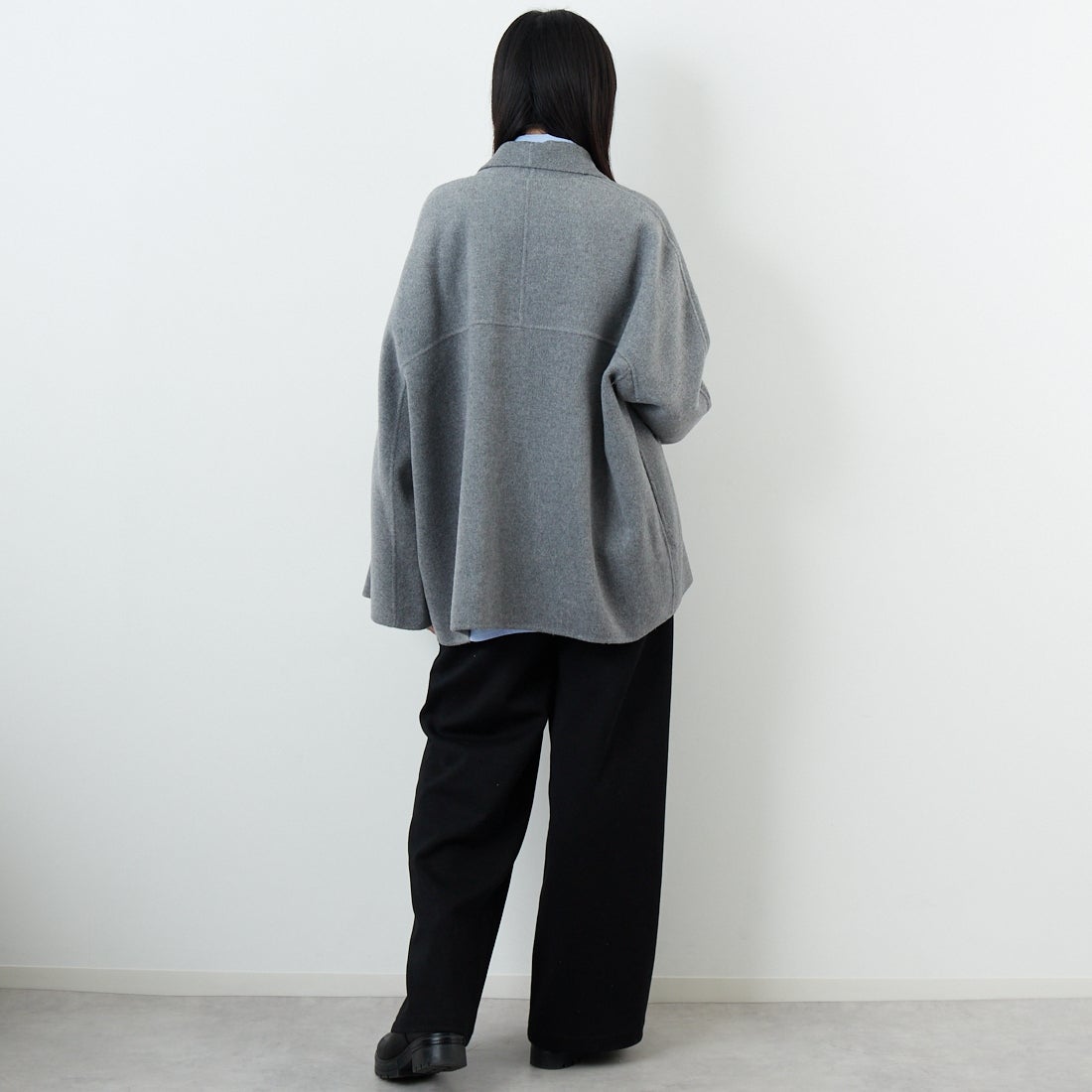 Jeans Factory Clothes [ジーンズファクトリークローズ] リバーウールコート [21256054] 002 ｸﾞﾚｰ &&モデル身長：162cm 着用サイズ：F&&