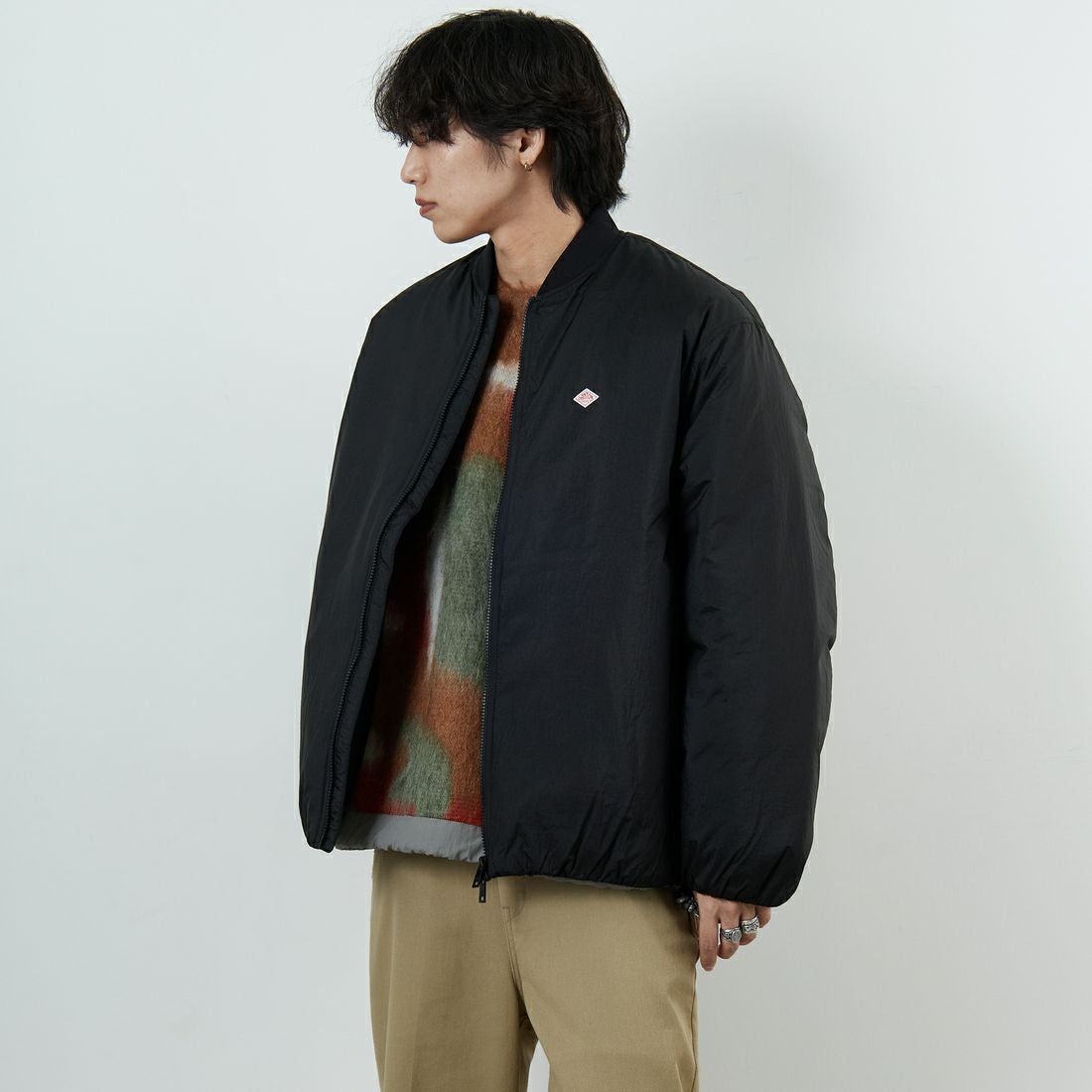 DANTON [ダントン] ナイロンボンバージャケット [DT-A0705PRD] BLACK &&モデル身長：179cm 着用サイズ：M&&