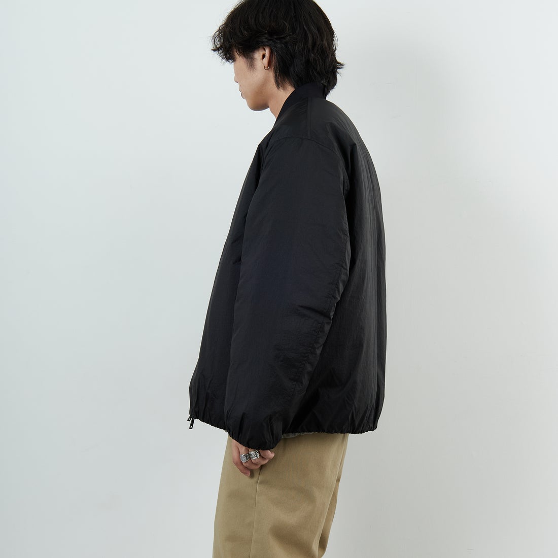 DANTON [ダントン] ナイロンボンバージャケット [DT-A0705PRD] BLACK &&モデル身長：179cm 着用サイズ：M&&