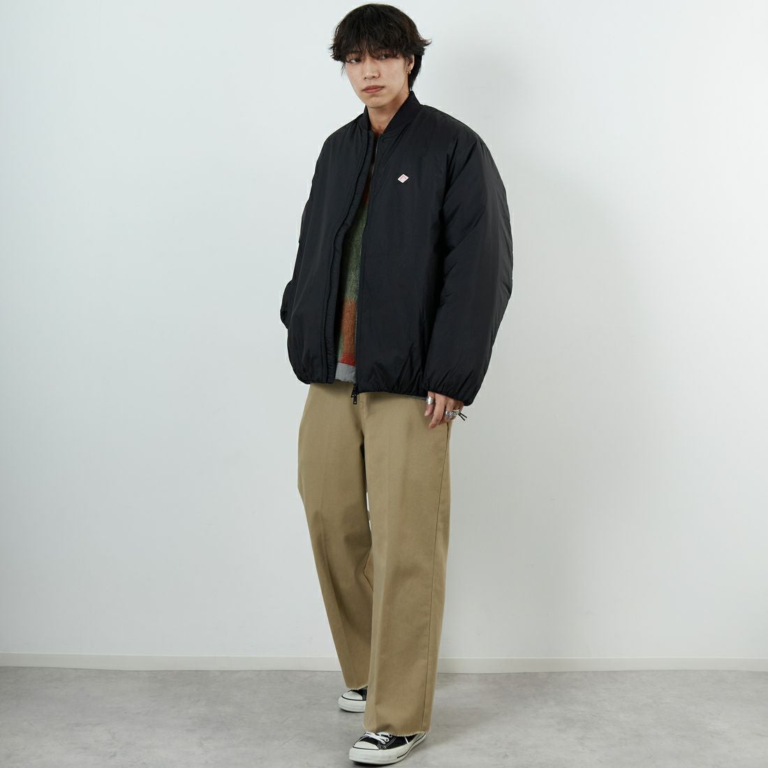 DANTON [ダントン] ナイロンボンバージャケット [DT-A0705PRD] BLACK &&モデル身長：179cm 着用サイズ：M&&