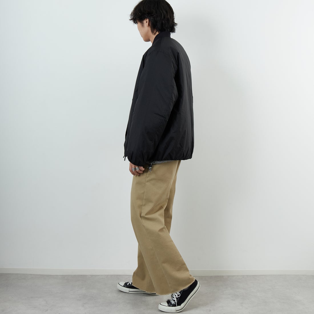 DANTON [ダントン] ナイロンボンバージャケット [DT-A0705PRD] BLACK &&モデル身長：179cm 着用サイズ：M&&