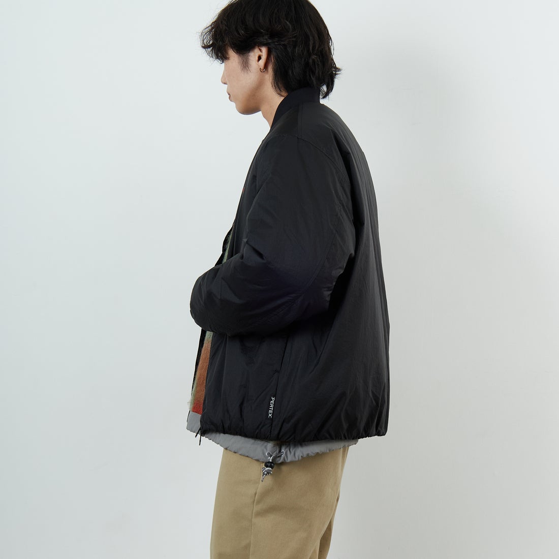 DANTON [ダントン] ナイロンボンバージャケット [DT-A0705PRD] BLACK &&モデル身長：179cm 着用サイズ：S&&