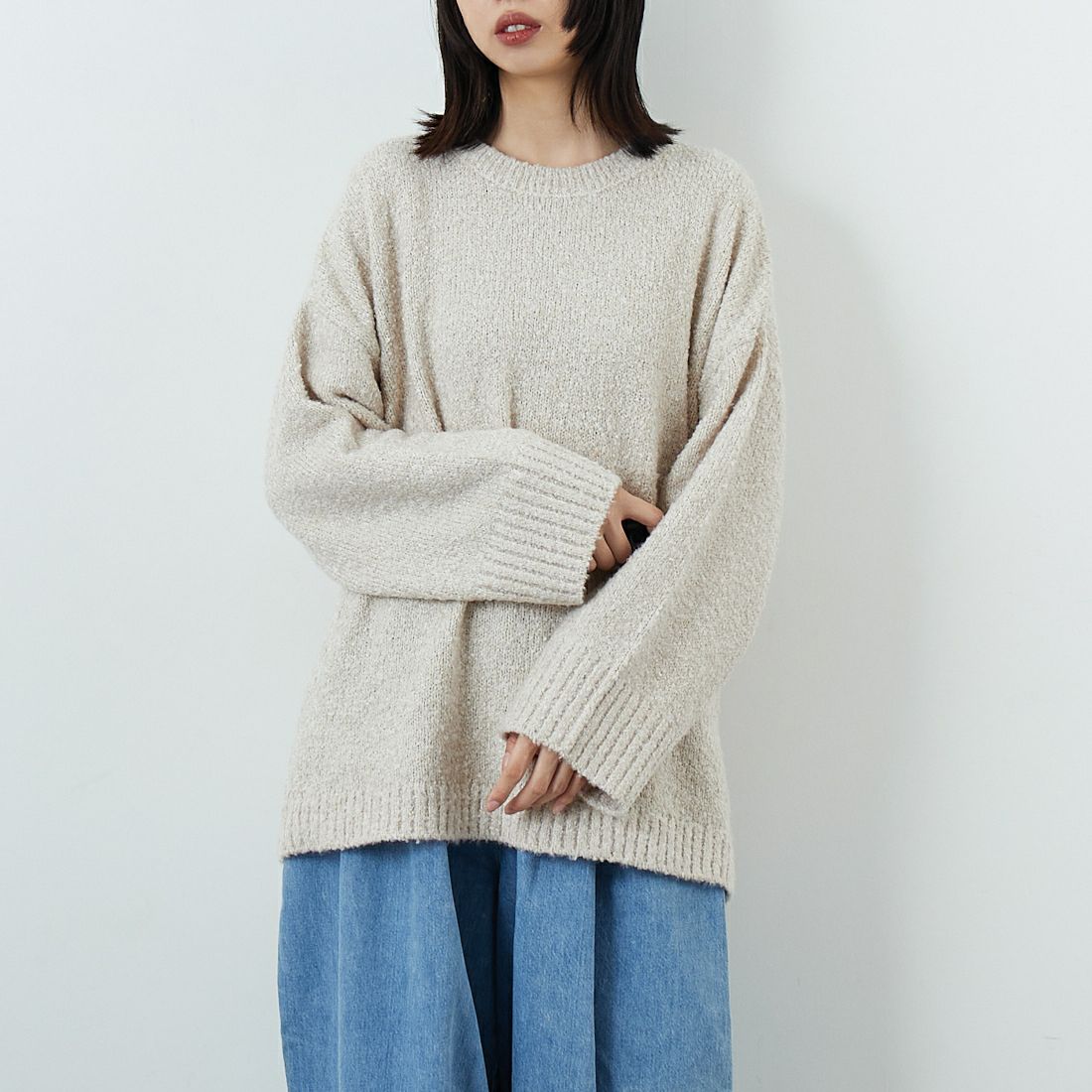 CHIGNON [シニヨン] ブークレビッグプルオーバー [9555-299JR] OATMEAL &&モデル身長：162cm 着用サイズ：F&&