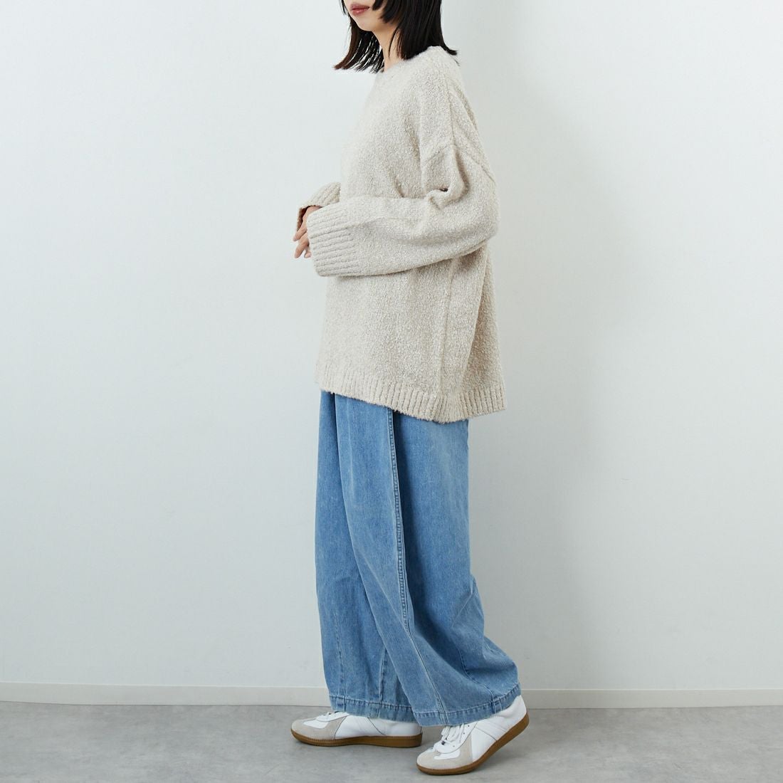 CHIGNON [シニヨン] ブークレビッグプルオーバー [9555-299JR] OATMEAL &&モデル身長：162cm 着用サイズ：F&&