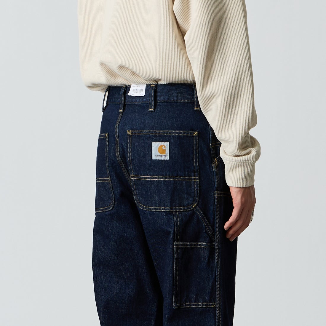 carhartt WIP [カーハートダブリューアイピー] デニムダブルニーパンツ [I032699] BLUE RINSE &&モデル身長：177cm 着用サイズ：30&&
