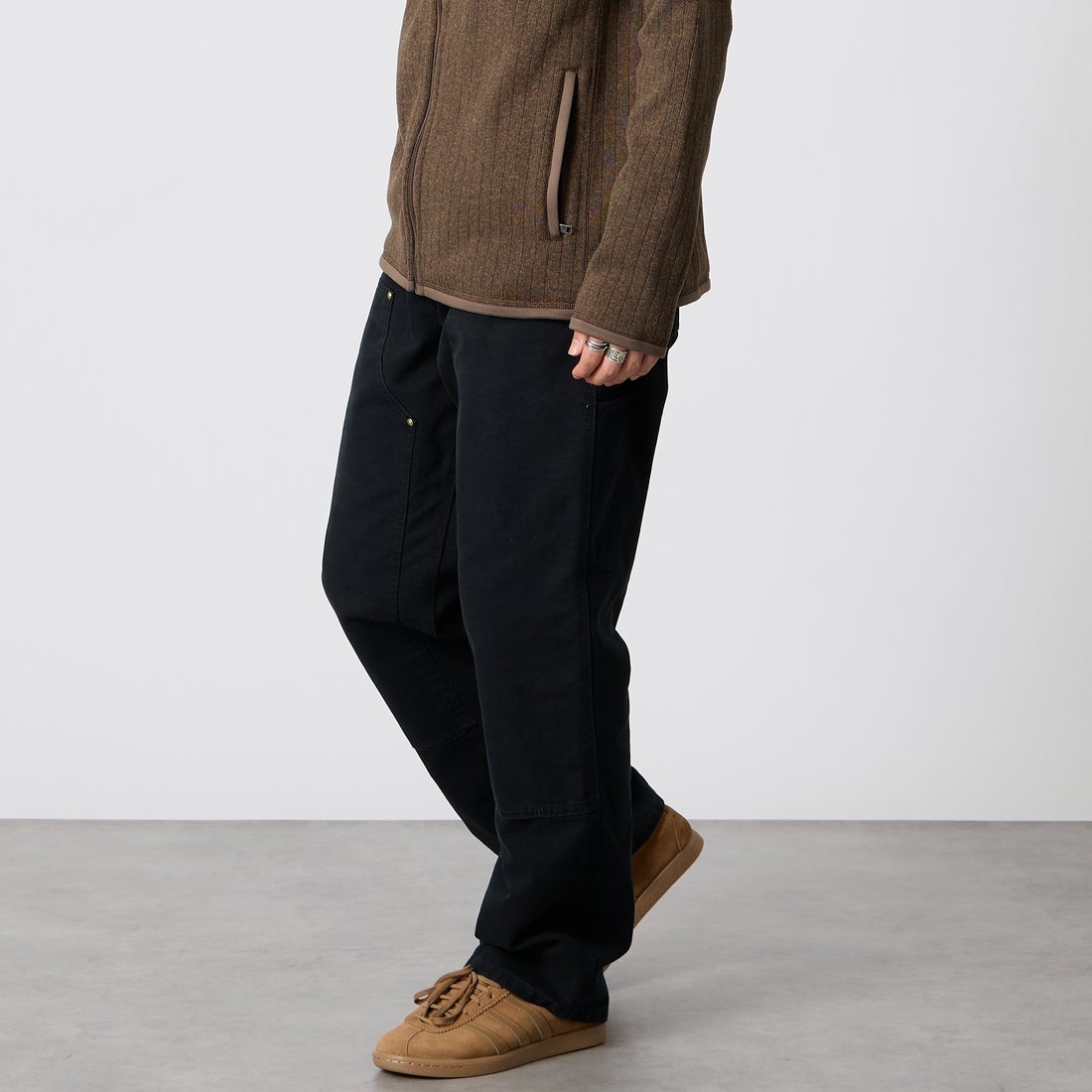 carhartt WIP [カーハートダブリューアイピー] ダブルニーパンツ [I034796] BLACK &&モデル身長：177cm 着用サイズ：30&&
