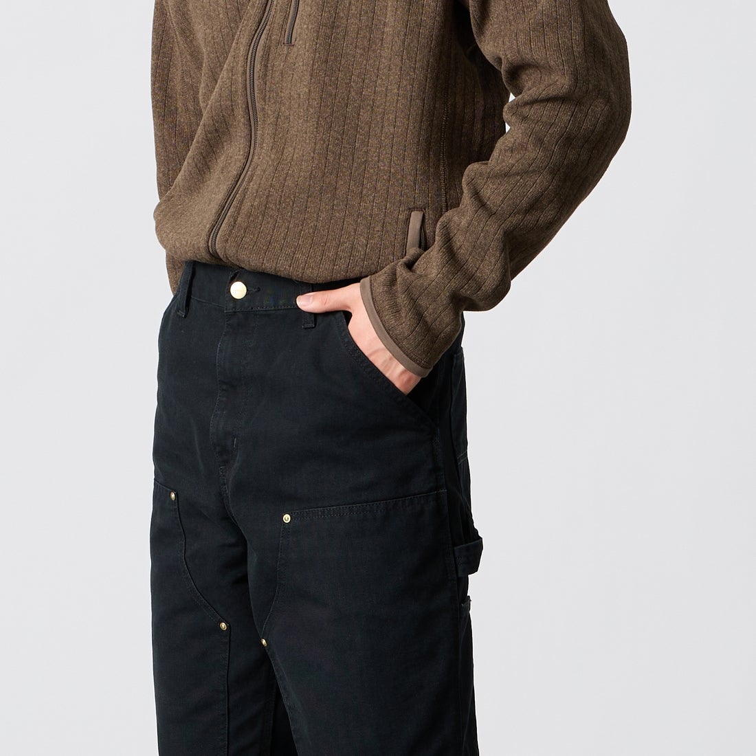 carhartt WIP [カーハートダブリューアイピー] ダブルニーパンツ [I034796] BLACK &&モデル身長：177cm 着用サイズ：30&&