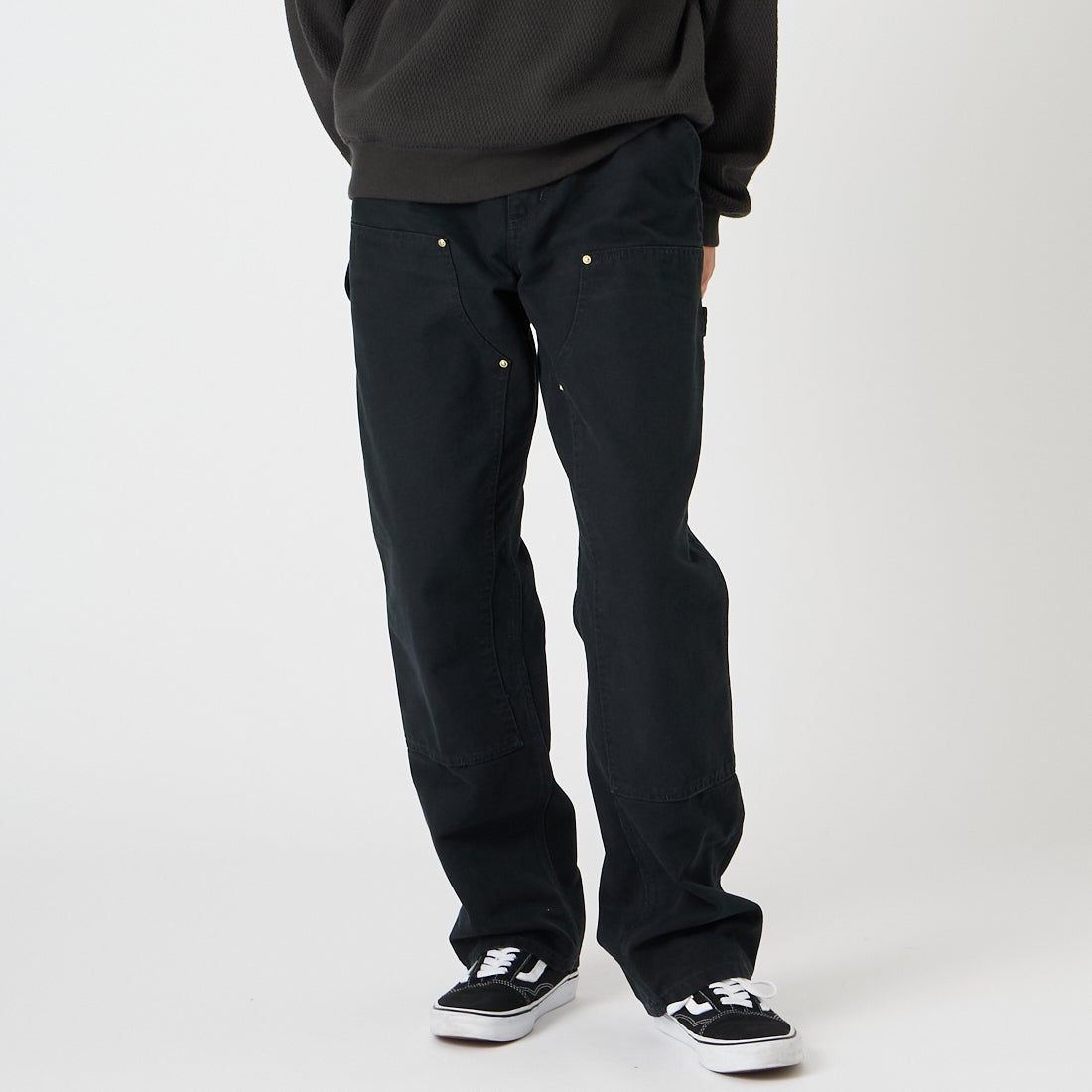 carhartt WIP [カーハートダブリューアイピー] ダブルニーパンツ [I034796] BLACK &&モデル身長：175cm 着用サイズ：30&&