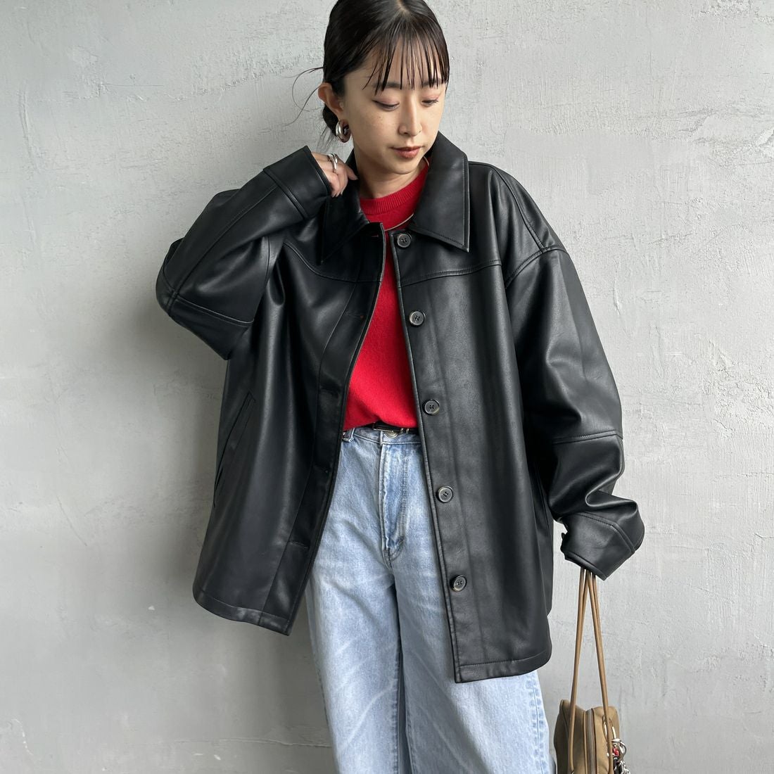 Margaux vintage [マルゴーヴィンテージ] フェイクレザーノーカラー