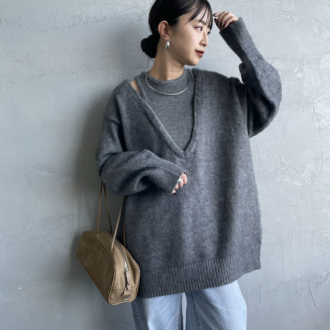 08 CHARCOA&&モデル身長：150cm 着用サイズ：F&&