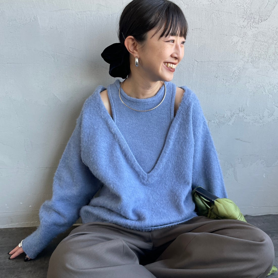 12 BLUE&&モデル身長：150cm 着用サイズ：F&&